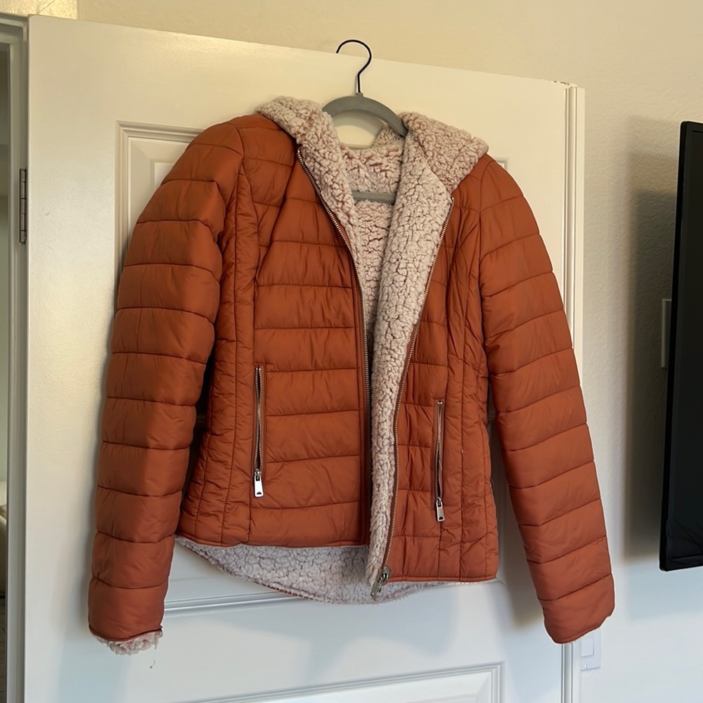 Sherpa lined puffer jacket.